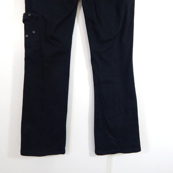 90s GASOLINE pants low rise bootcut cargo Y2K casual stretch black SMALL - Picture 8 of 9